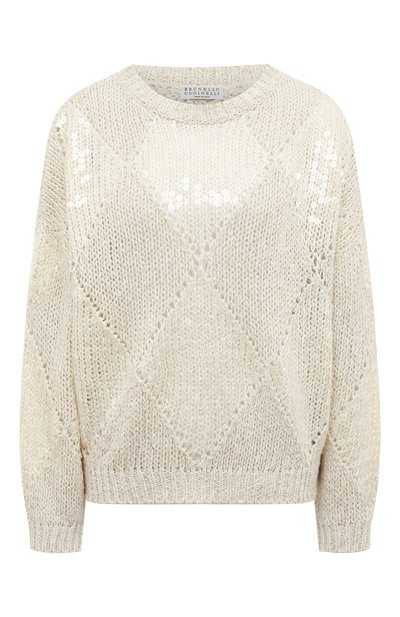 Пуловер из хлопка и льна BRUNELLO CUCINELLI, арт. MCY349100, фото 1
