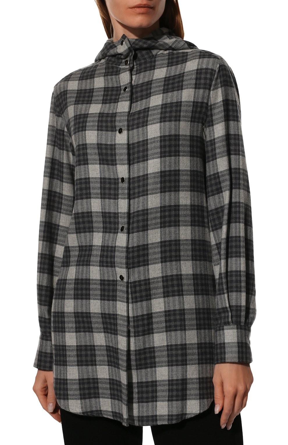 Хлопковая рубашка KITON черно-белого цвета по цене 111500 руб., арт. D54449H07868, фото 3 Хлопковая рубашка KITON, арт. D54449H07868, фото 3