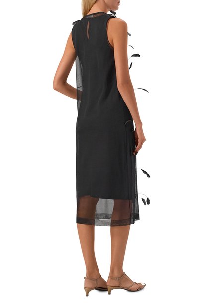 Шелковое платье с отделкой перьями JIL SANDER, арт. J03CT0548/J16141, фото 3