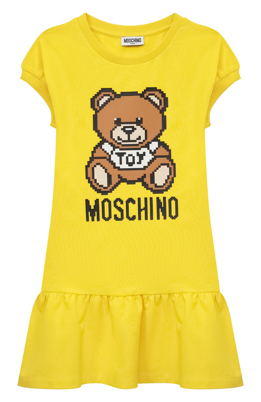 Хлопковое платье MOSCHINO желтого цвета по цене 9950 руб., арт. HCV07E/LDA13/4A-8A, фото 1 Хлопковое платье MOSCHINO, арт. HCV07E/LDA13/4A-8A, фото 1