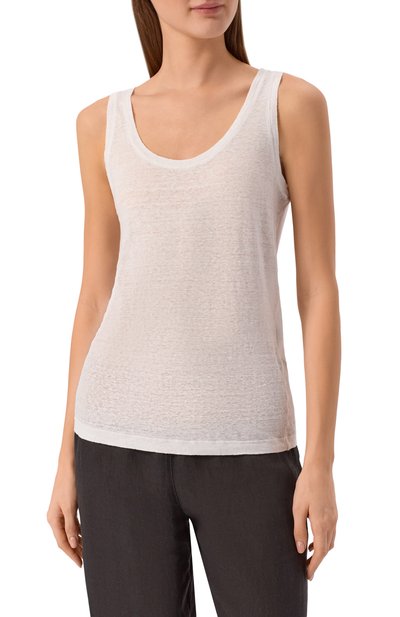 Льняная майка 120% LINO белого цвета по цене 19950 руб., арт. 33ALIW7753/000B568, фото 3 Льняная майка 120% LINO, арт. 33ALIW7753/000B568, фото 3