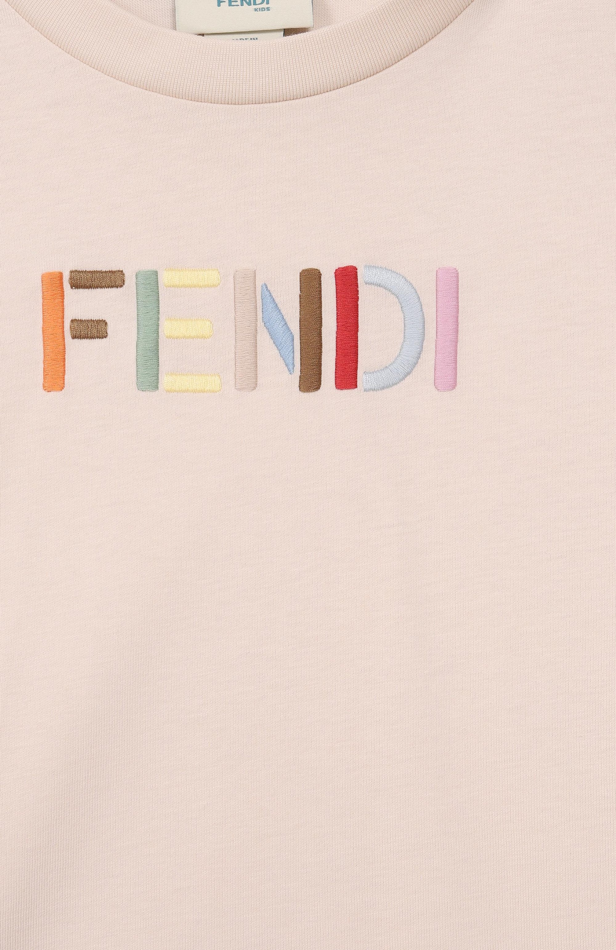 Хлопковая футболка FENDI светло-бежевого цвета по цене 25550 руб., арт. JUI208/AY8D/3A-6A, фото 3 Хлопковая футболка FENDI, арт. JUI208/AY8D/3A-6A, фото 3