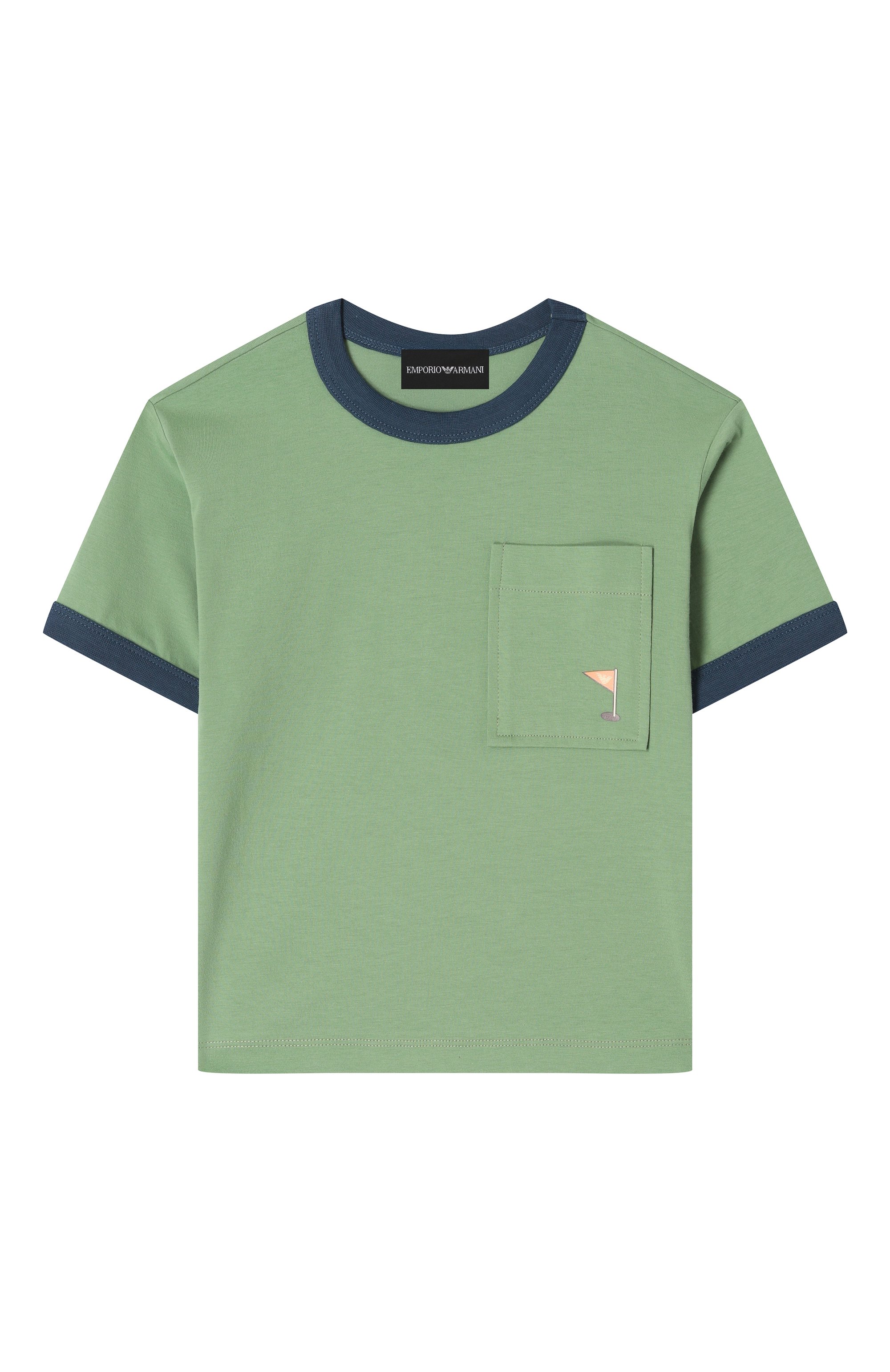 Хлопковая футболка EMPORIO ARMANI зеленого цвета по цене 11900 руб., арт. EB000394/AF14768, фото 1 Хлопковая футболка EMPORIO ARMANI, арт. EB000394/AF14768, фото 1