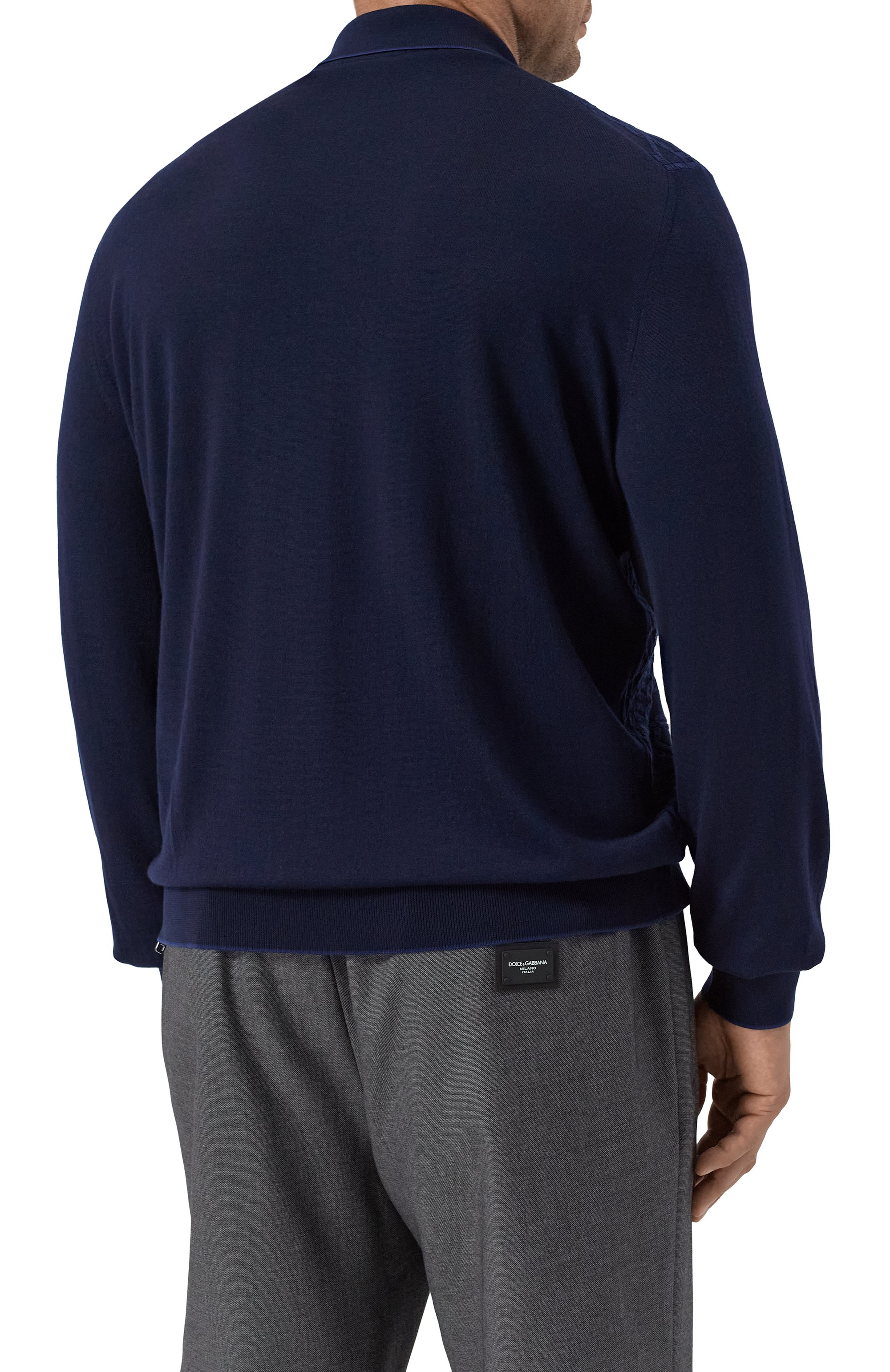 Поло из шерсти и шелка STEFANO RICCI темно-синего цвета по цене 123000 руб., арт. KE06014P30/E25404, фото 4 Поло из шерсти и шелка STEFANO RICCI, арт. KE06014P30/E25404, фото 4