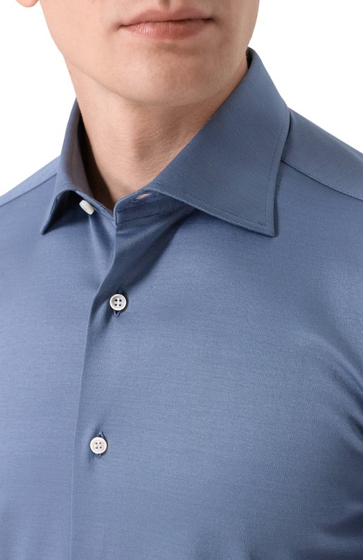 Хлопковая сорочка MVST SLIM/GABRIELLE/R0UND/1628-JERSEY (INTERL0CK) Синий  SLIM/GABRIELLE/R0UND/1628-JERSEY (INTERL0CK) Фото 5