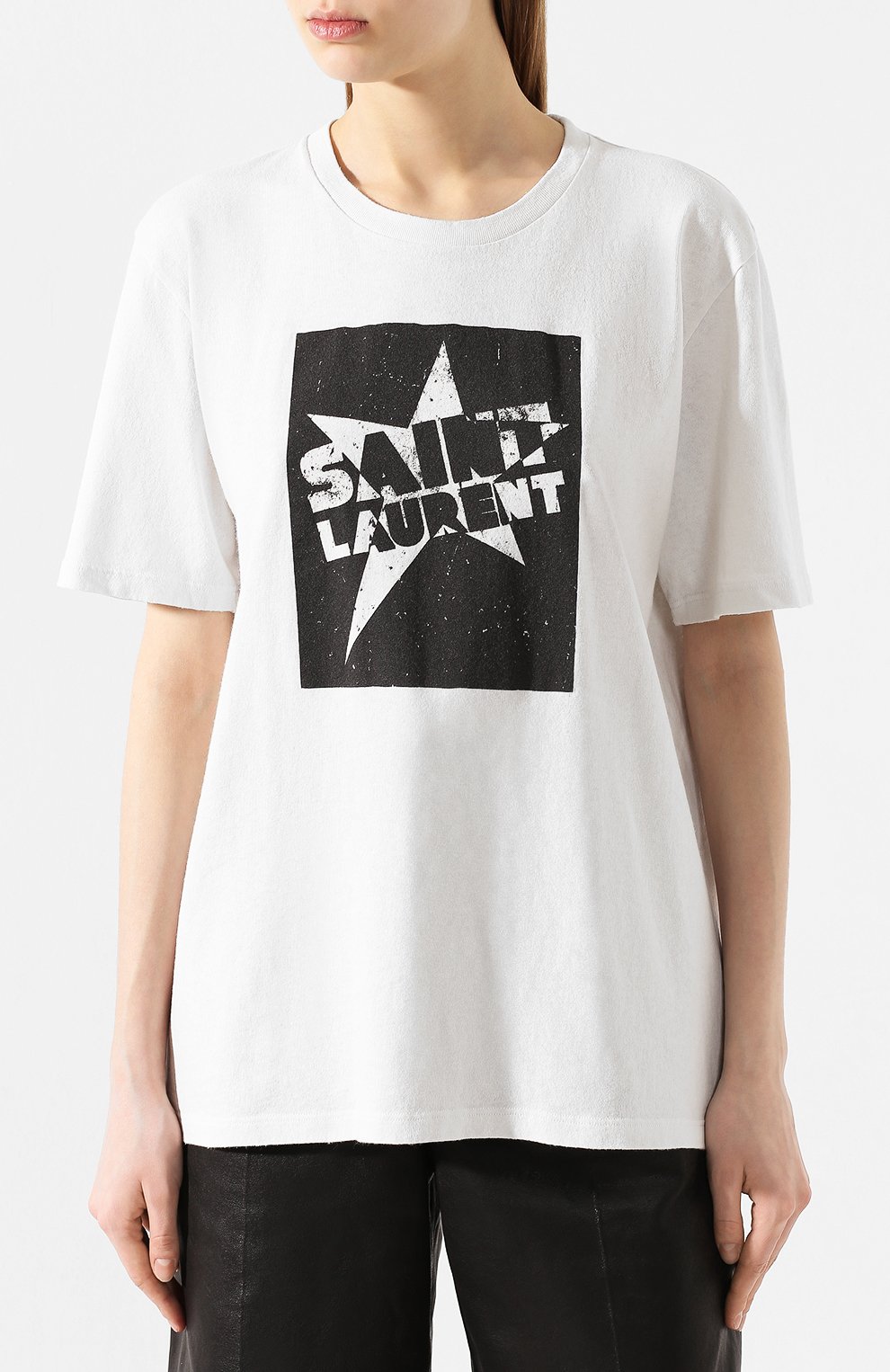 Хлопковая футболка SAINT LAURENT, арт. 614274/YBRU2, фото 3
