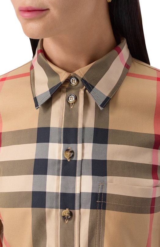 Хлопковая рубашка Burberry 8111856 Бежевый  8111856 Фото 5