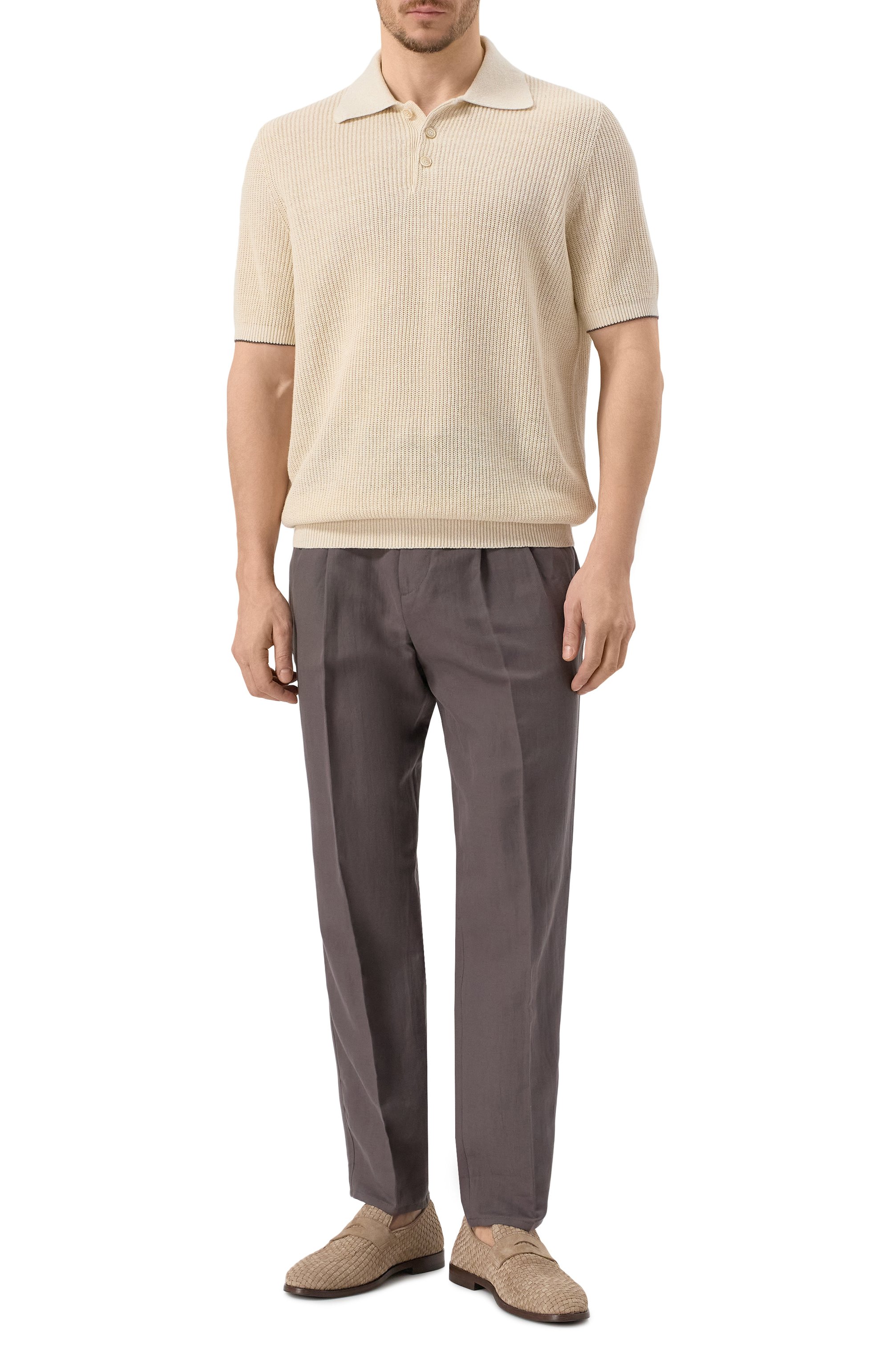 Поло изо льна и хлопка BRUNELLO CUCINELLI, арт. M2L707715, фото 2