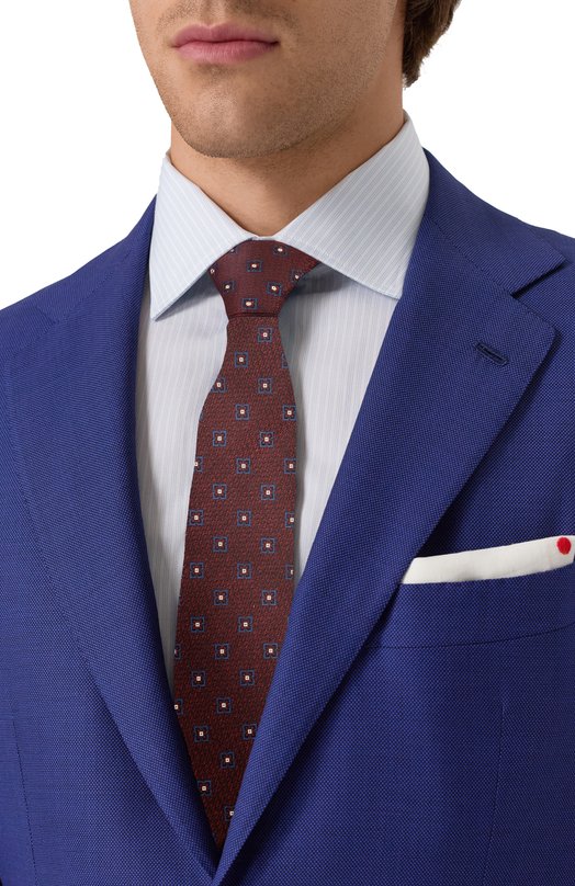 Шелковый галстук Canali 18/HJ04340 Бордовый  18/HJ04340 Фото 2