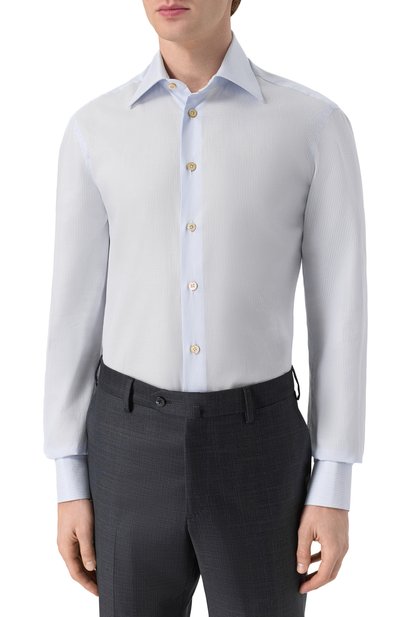 Хлопковая сорочка KITON светло-голубого цвета по цене 76300 руб., арт. UCCH0948611, фото 3 Хлопковая сорочка KITON, арт. UCCH0948611, фото 3