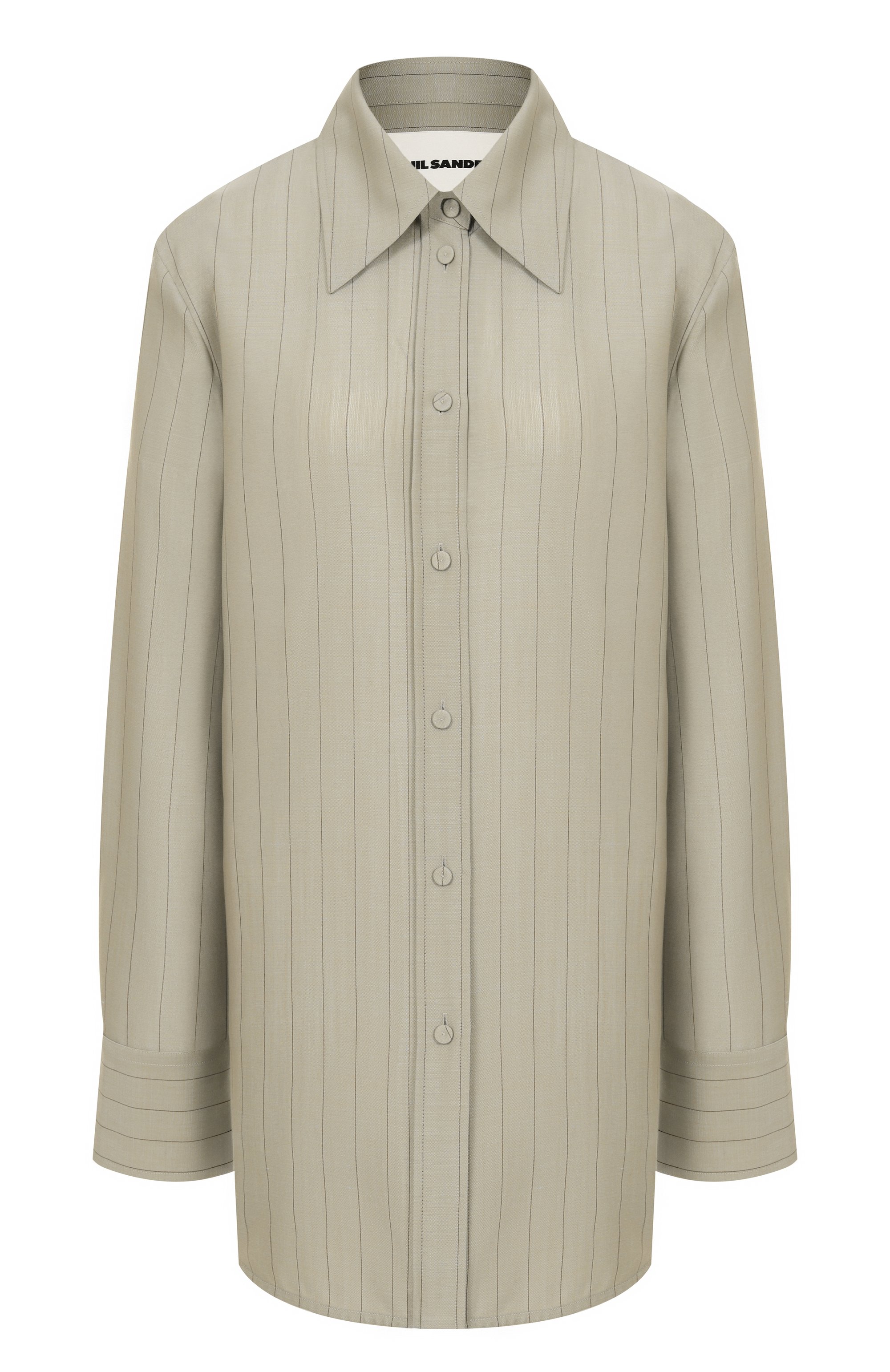 Шерстяная рубашка JIL SANDER светло-зеленого цвета по цене 193000 руб., арт. J02DL0255/J40275, фото 1 Шерстяная рубашка JIL SANDER, арт. J02DL0255/J40275, фото 1