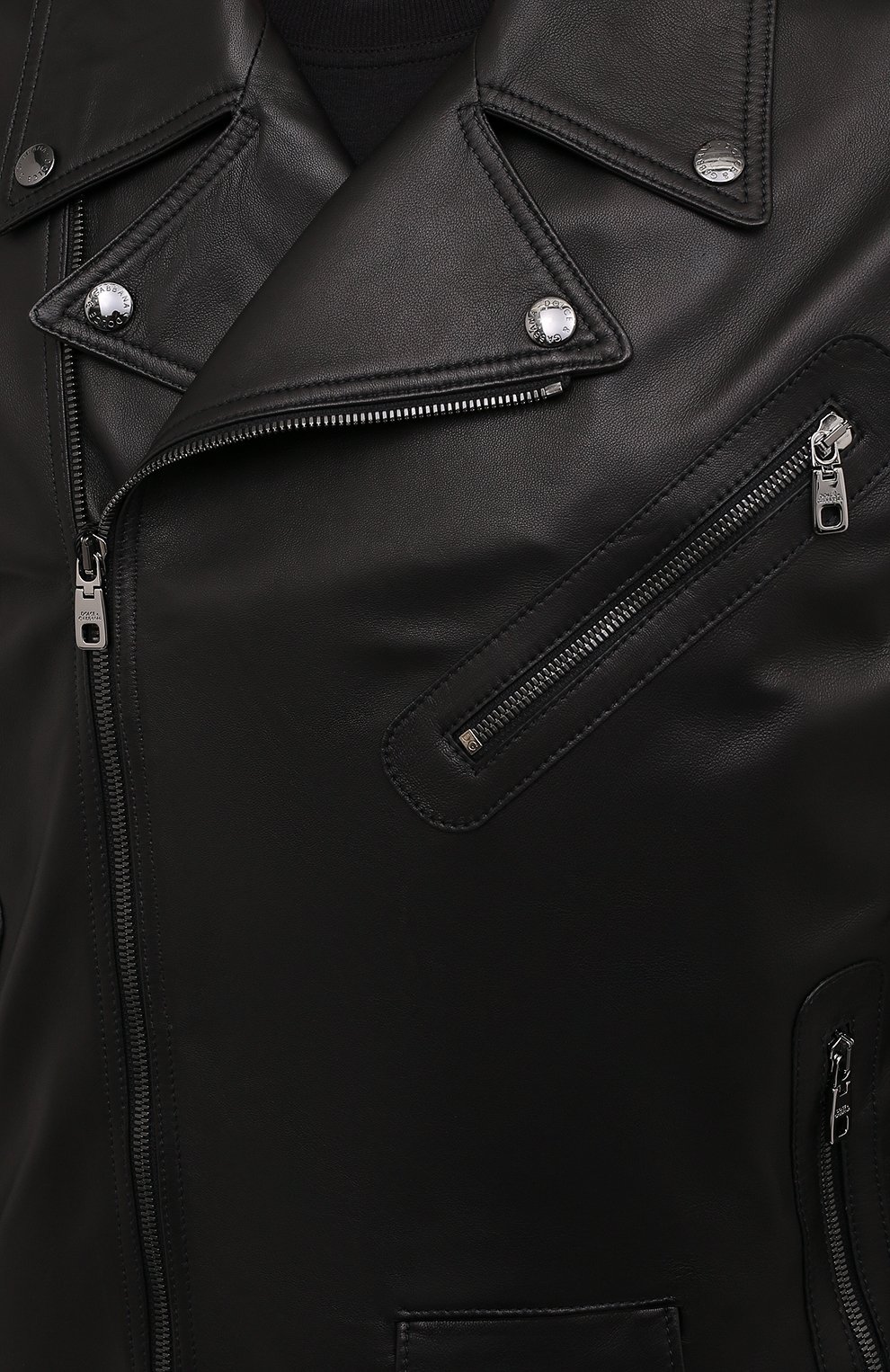 Кожаная куртка DOLCE & GABBANA черного цвета по цене 362500 руб., арт. G9UB1L/GEU47, фото 5 Кожаная куртка DOLCE & GABBANA, арт. G9UB1L/GEU47, фото 5