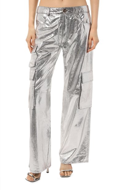 Кожаные брюки-карго BOTROIS серебряного цвета по цене 44900 руб., арт. SKU000007881, фото 3 Кожаные брюки-карго BOTROIS, арт. SKU000007881, фото 3