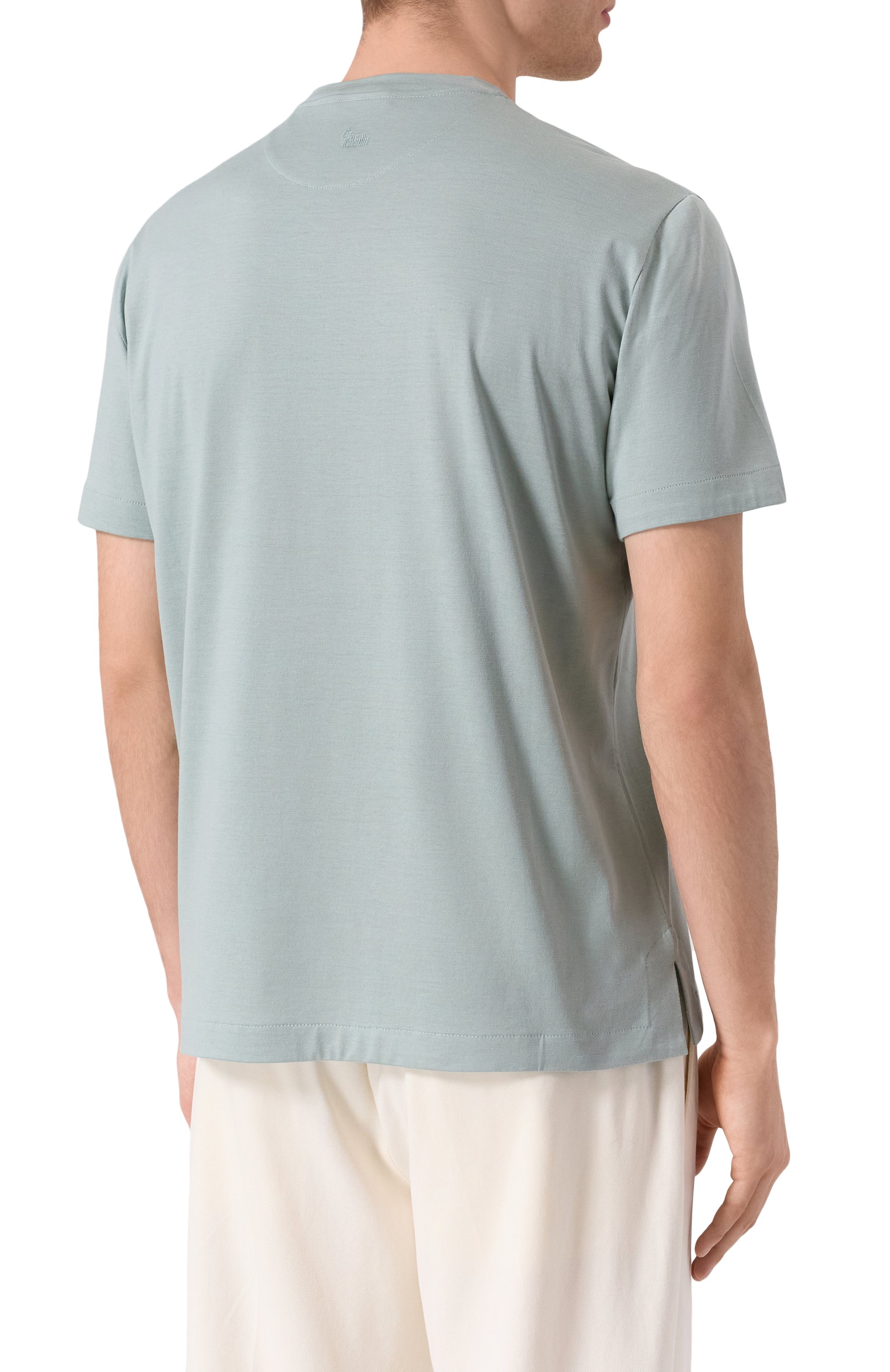 Футболка из шелка и хлопка COLOMBO бирюзового цвета по цене 75900 руб., арт. TS00404/M0146-J0, фото 4 Футболка из шелка и хлопка COLOMBO, арт. TS00404/M0146-J0, фото 4