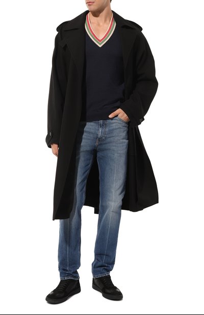 Шерстяной пуловер GUCCI темно-синего цвета по цене 93600 руб., арт. 599917 XKA5C, фото 2 Шерстяной пуловер GUCCI, арт. 599917 XKA5C, фото 2