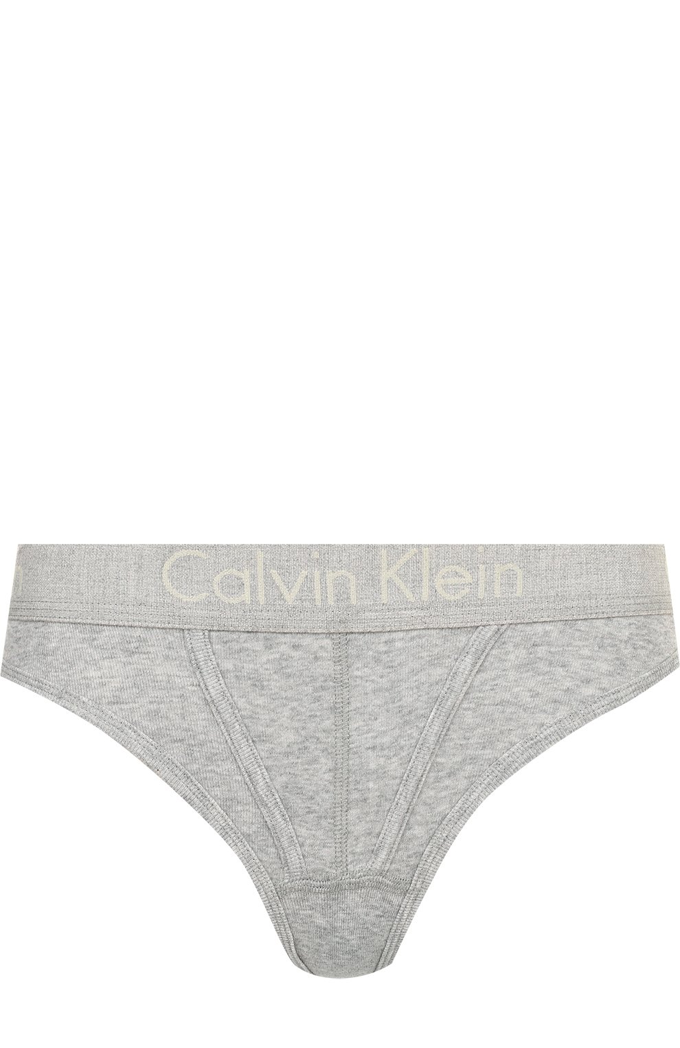 Хлопковые трусы-стринги с логотипом бренда CALVIN KLEIN серого цвета по цене 2380 руб., арт. QF4509E, фото 1 Хлопковые трусы-стринги с логотипом бренда CALVIN KLEIN, арт. QF4509E, фото 1