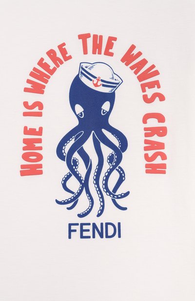 Хлопковая футболка FENDI кремового цвета по цене 29800 руб., арт. JMI516/7AJ, фото 3 Хлопковая футболка FENDI, арт. JMI516/7AJ, фото 3
