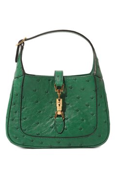 Женская сумка jackie 1961 mini из кожи страуса GUCCI зеленого цвета, арт. 637091 EY00G | Фото 1 (Сумки-технические: Сумки top-handle; Материал сплава: Проставлено; Размер: mini; Ремень/цепочка: На ремешке; Драгоценные камни: Проставлено)