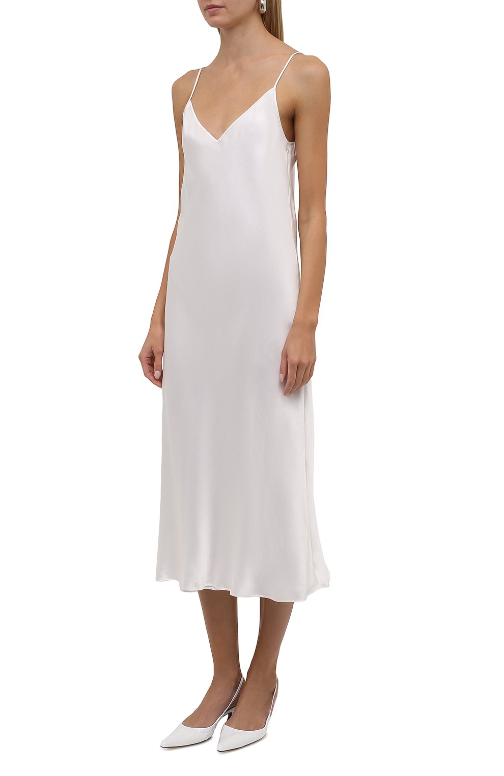 Атласное платье JIL SANDER белого цвета по цене 120500 руб., арт. JSWT506610-WT37030L, фото 3 Атласное платье JIL SANDER, арт. JSWT506610-WT37030L, фото 3