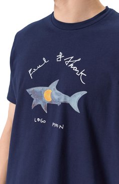 Мужская хлопковая футболка PAUL&SHARK темно-синего цвета, арт. 25411089 | Фото 5 (Рукава: Короткие; Длина (для топов): Стандартные; Материал внешний: Хлопок; Стили: Кэжуэл; Принт: С принтом; Мужское Кросс-КТ: Футболка-одежда; Кросс-КТ: Джерси)
