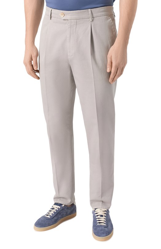 Хлопковые брюки Brunello Cucinelli M252DE1450 Серый  M252DE1450 Фото 3