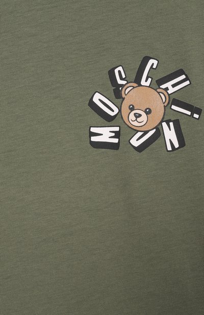 Хлопковая футболка MOSCHINO хаки цвета по цене 6720 руб., арт. HUM050/LAA03, фото 3 Хлопковая футболка MOSCHINO, арт. HUM050/LAA03, фото 3