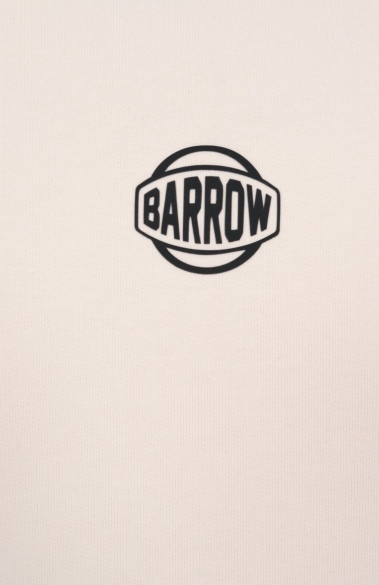 Мужской хлопковое худи BARROW кремового цвета, арт. S5BWMAHS158 | Фото 6 (Материал внешний: Хлопок; Длина (для топов): Стандартные; Рукава: Длинные; Стили: Гранж; Принт: С принтом; Мужское Кросс-КТ: Худи-одежда)
