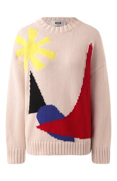 Женский хлопковый свитер MSGM кремового цвета, арт. 3841MDM203/257280 | Фото 1 (Материал сплава: Проставлено; Рукава: Длинные; Длина (для топов): Стандартные; Драгоценные камни: Проставлено; Стили: Кэжуэл; Женское Кросс-КТ: Свитер-одежда; Материал внешний: Хлопок)