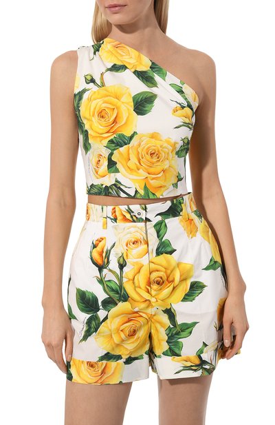 Хлопковый топ DOLCE & GABBANA желтого цвета по цене 87450 руб., арт. F7710T/FSEHW, фото 3 Хлопковый топ DOLCE & GABBANA, арт. F7710T/FSEHW, фото 3