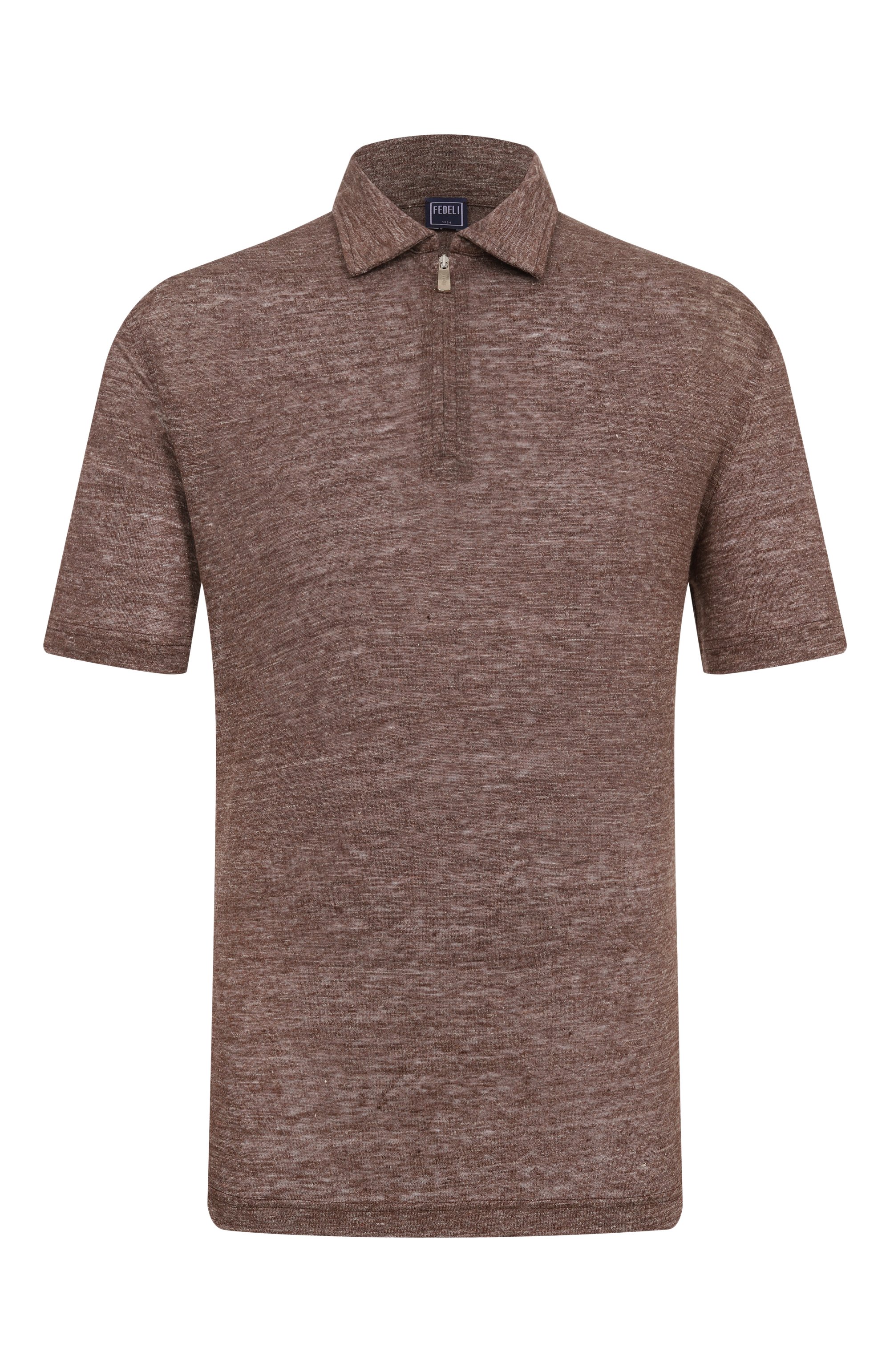 Льняное поло FEDELI коричневого цвета по цене 37050 руб., арт. TU000242/LIN0 JERSEY MELANGE, фото 1 Льняное поло FEDELI, арт. TU000242/LIN0 JERSEY MELANGE, фото 1