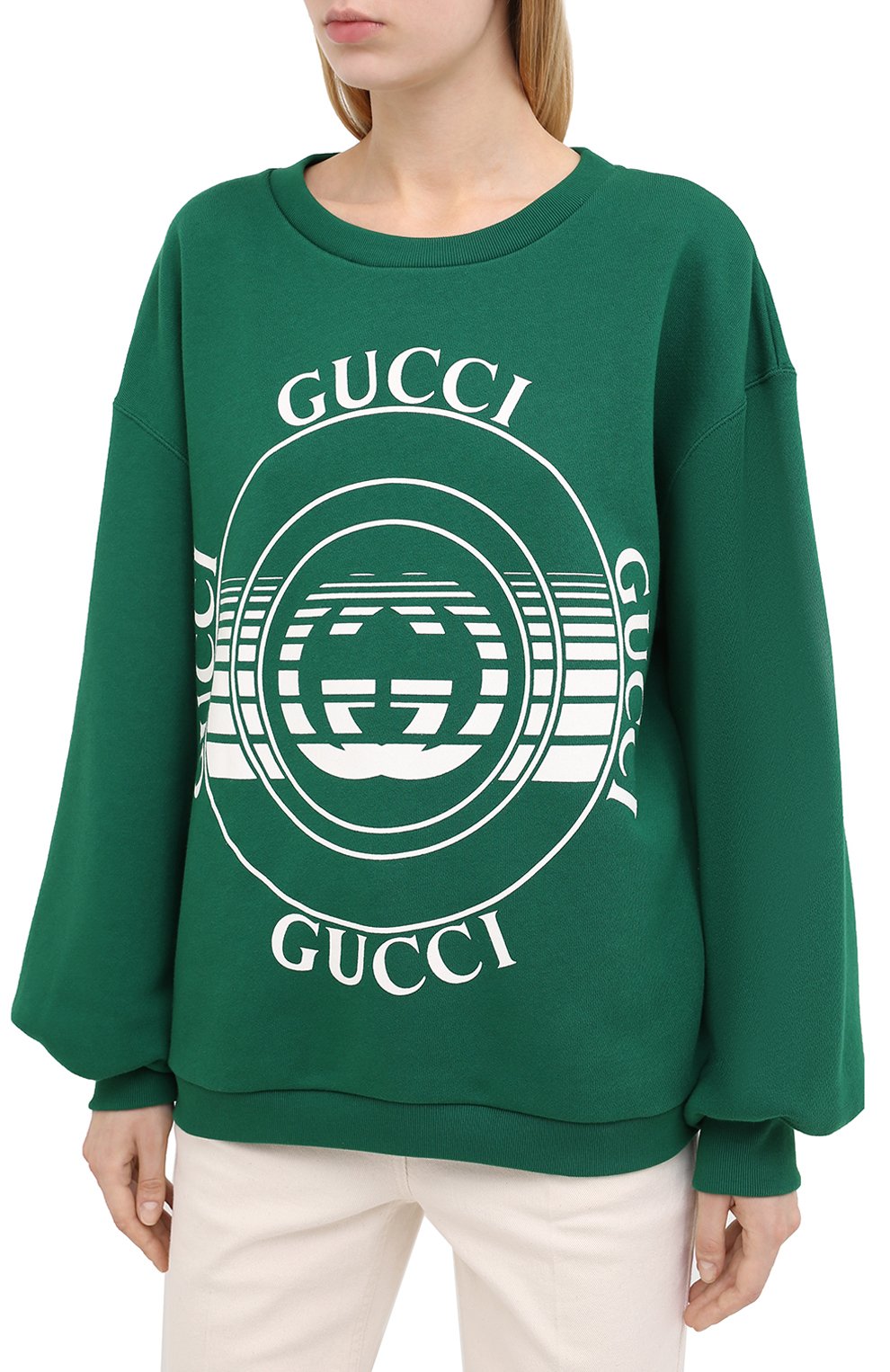 Хлопковый свитшот GUCCI зеленого цвета по цене 65900 руб., арт. 631695/XJCRR, фото 3 Хлопковый свитшот GUCCI, арт. 631695/XJCRR, фото 3
