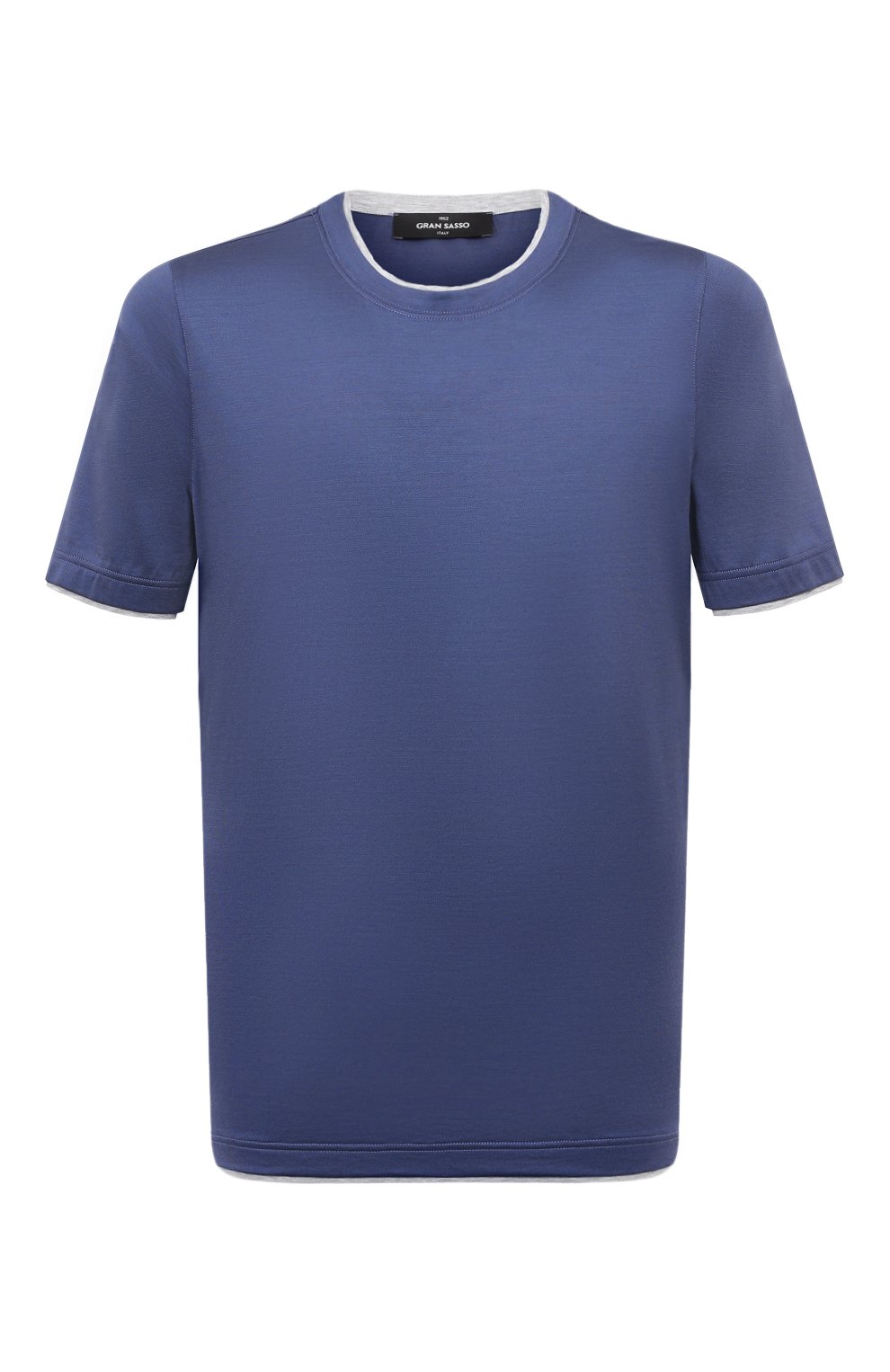 Футболка из шелка и хлопка GRAN SASSO синего цвета по цене 30700 руб., арт. 60123/78410, фото 1 Футболка из шелка и хлопка GRAN SASSO, арт. 60123/78410, фото 1