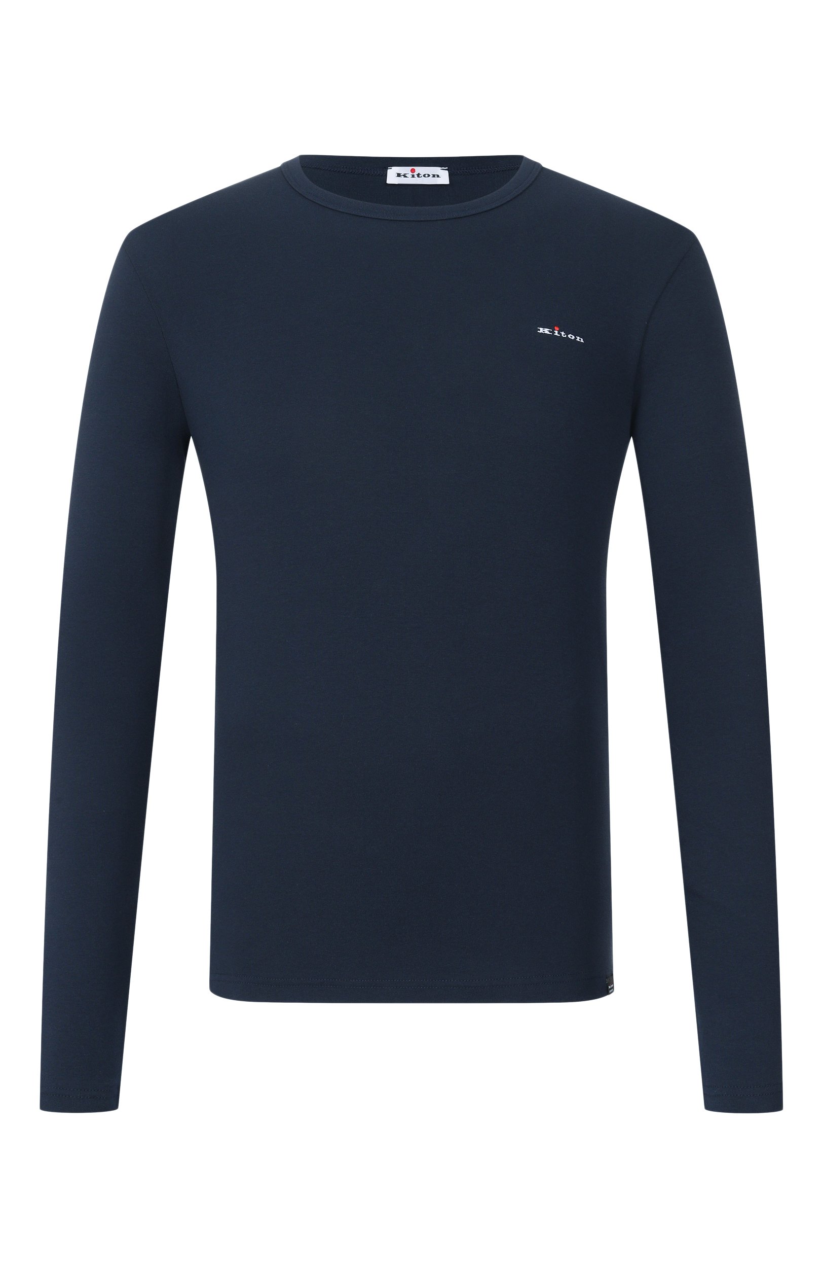 Хлопковый лонгслив KITON темно-синего цвета по цене 48950 руб., арт. UNWM012K0263L, фото 1 Хлопковый лонгслив KITON, арт. UNWM012K0263L, фото 1