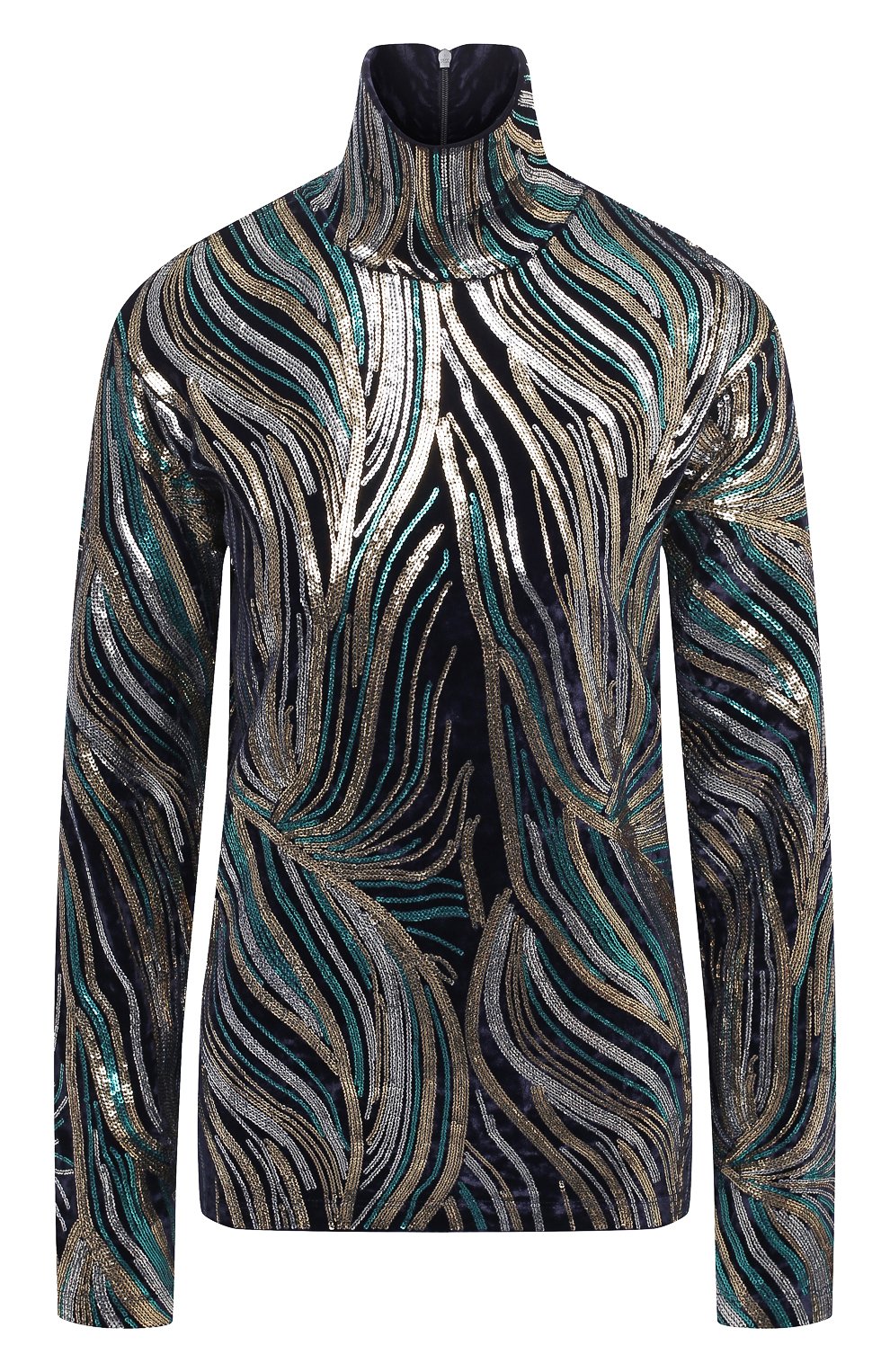 Водолазка с пайетками DRIES VAN NOTEN синего цвета по цене 78400 руб., арт. 202-11135-1316, фото 1 Водолазка с пайетками DRIES VAN NOTEN, арт. 202-11135-1316, фото 1