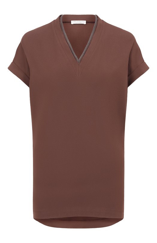 Хлопковая футболка Brunello Cucinelli MPT18BD222 Коричневый MPT18BD222
