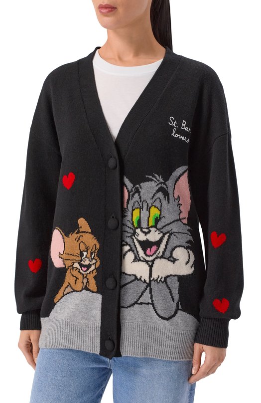 Кардиган из шерсти и вискозы MC2 Saint Barth SASI001-04138I/SASI Чёрный  SASI001-04138I/SASI Фото 3