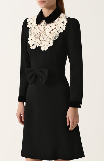 Приталенное платье-миди с контрастной кружевной вставкой GUCCI, арт. 479516/X9B44, фото 3
