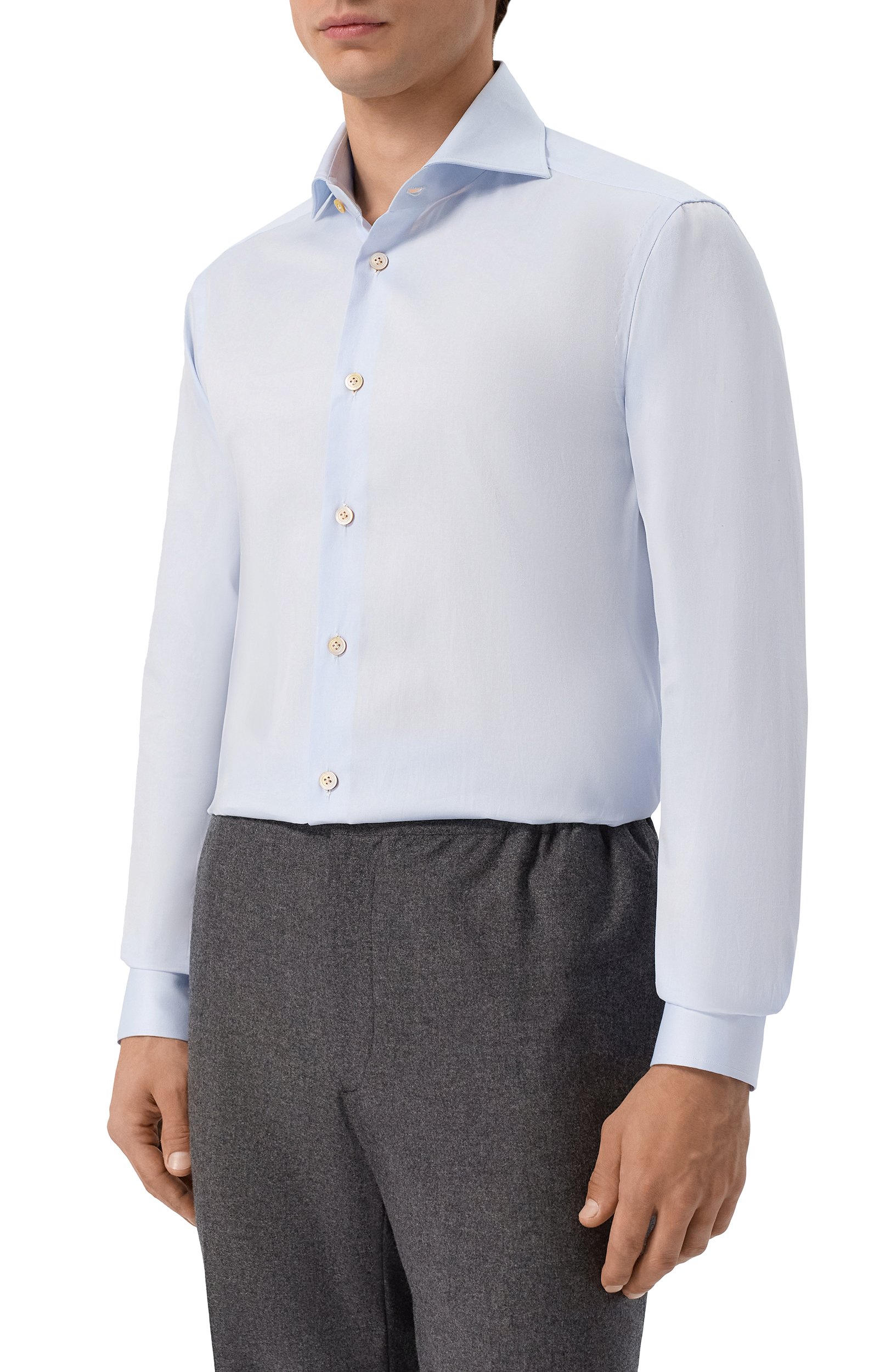 Хлопковая сорочка KITON голубого цвета по цене 84050 руб., арт. UCCH09870, фото 3 Хлопковая сорочка KITON, арт. UCCH09870, фото 3