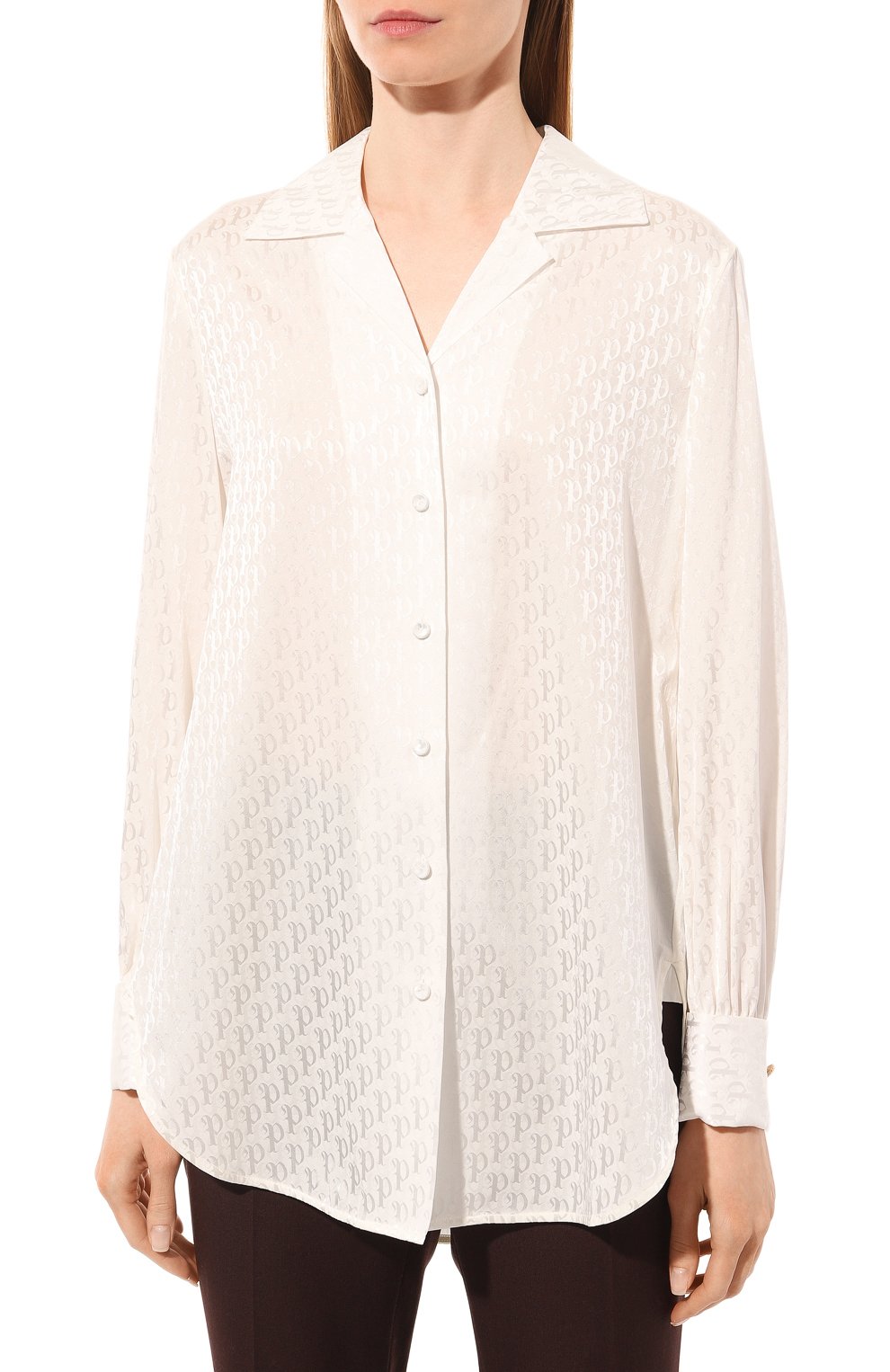 Шелковая рубашка PORTS 1961 кремового цвета по цене 98300 руб., арт. PWLD9B093Q-FT018, фото 3 Шелковая рубашка PORTS 1961, арт. PWLD9B093Q-FT018, фото 3