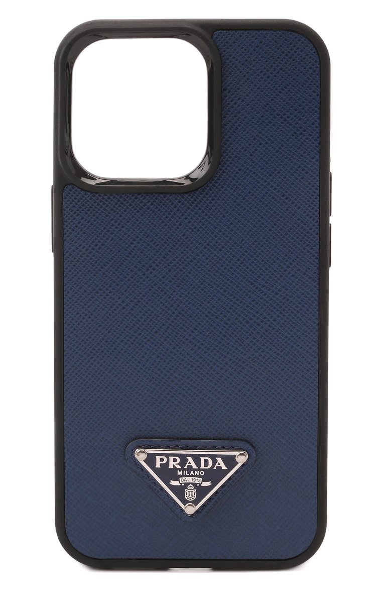 Кожаный чехол для iphone 13 pro PRADA синего цвета, арт. 2ZH149-QHH-F0016 | Фото 1 (Материал: Натуральная кожа; Женское Кросс-КТ: Замша и кожа, Кожа iPhone; Региональные ограничения белый список (Axapta Mercury): Не проставлено; Нос: Не проставлено)