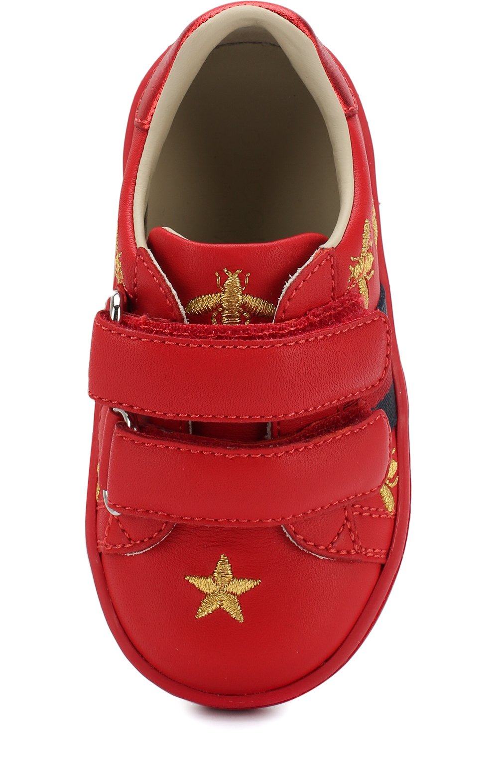 Кожаные кеды с застежками велькро и вышивкой GUCCI, арт. 504498/0II40, фото 4