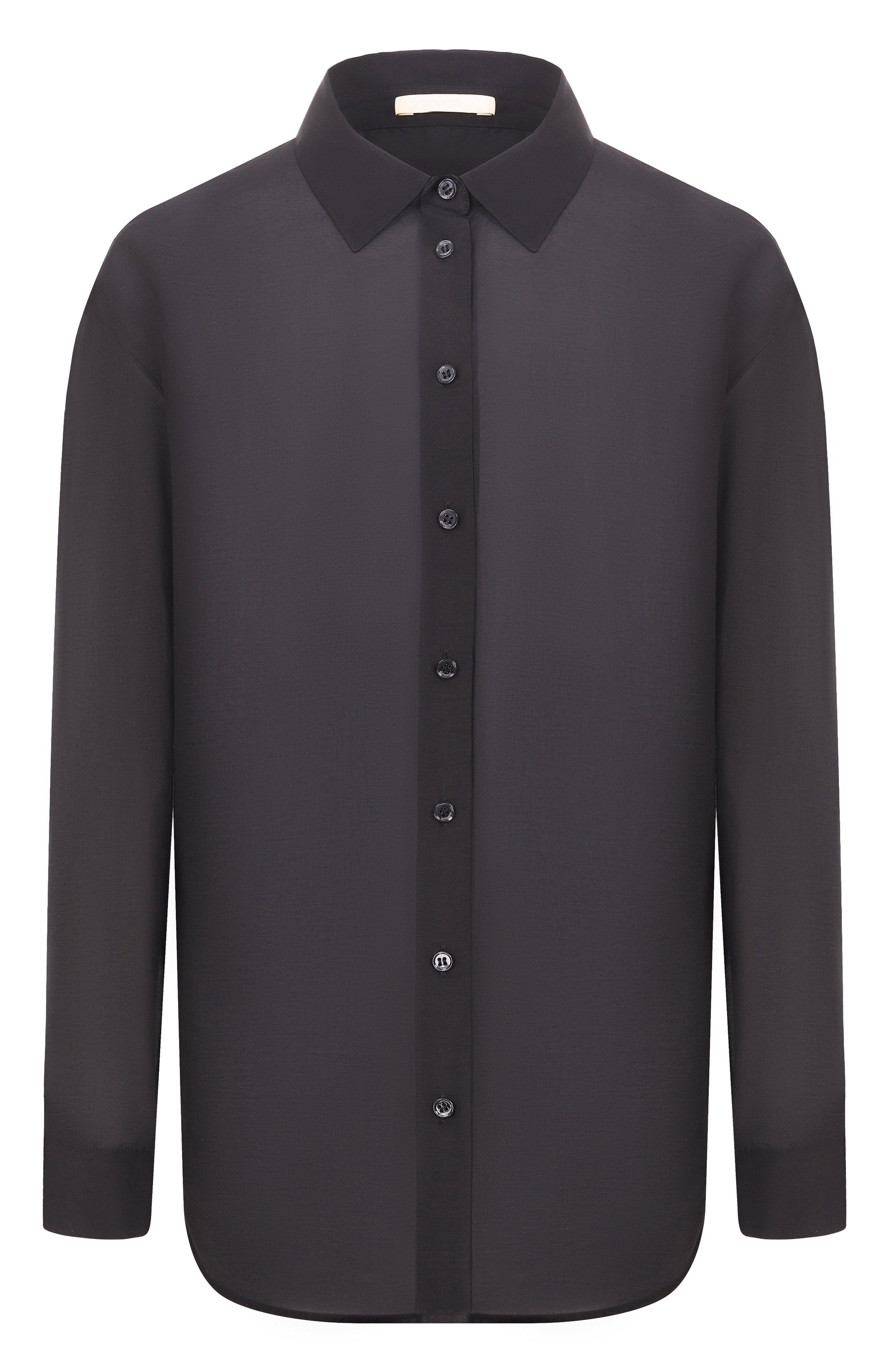 Рубашка из хлопка и шелка 12 STOREEZ черного цвета по цене 17000 руб., арт. 137689, фото 1 Рубашка из хлопка и шелка 12 STOREEZ, арт. 137689, фото 1