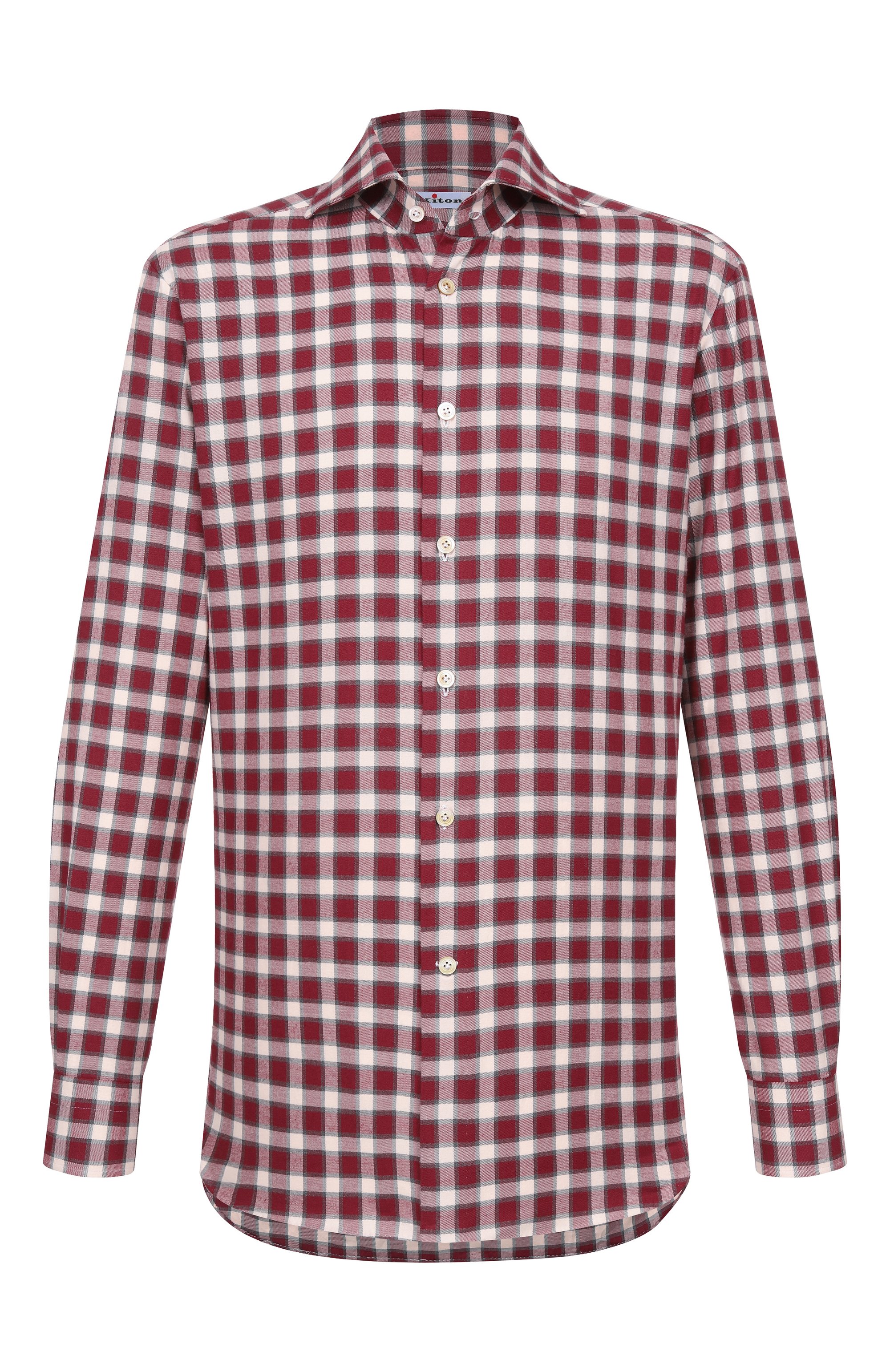 Хлопковая рубашка KITON бордового цвета по цене 115500 руб., арт. UCCH0943905, фото 1 Хлопковая рубашка KITON, арт. UCCH0943905, фото 1