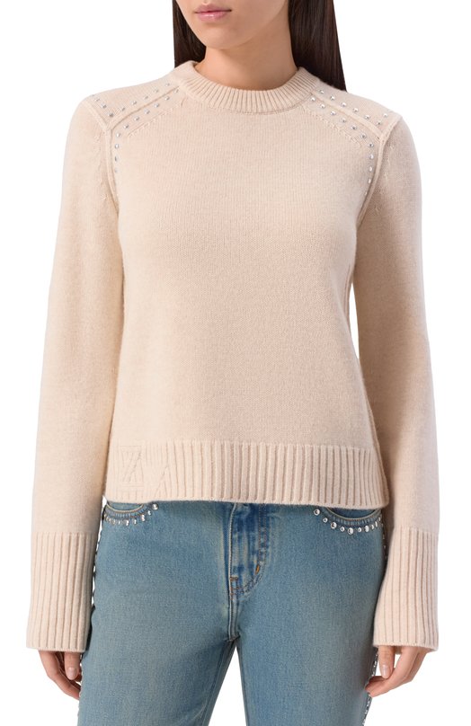 Пуловер из шерсти и кашемира Zadig and Voltaire KWSW02830 Бежевый  KWSW02830 Фото 3