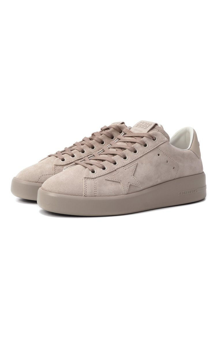 Женские замшевые кеды purestar GOLDEN GOOSE DELUXE BRAND светло-бежевого цвета, арт. GWF00197.F006507 | Фото 1 (Материал внешний: Натуральная кожа, Замша; Подошва: Платформа; Материал внутренний: Натуральная кожа; Кросс-КТ: Низкие; Стили: Кэжуэл; Материал утеплителя: Без утеплителя; Автоматизация ТО: Проставлено; Автоматизация состава: Проставлено)