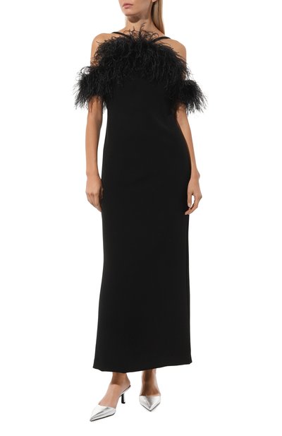Платье с отделкой перьями P.A.R.O.S.H. черного цвета по цене 91900 руб., арт. PIC0-D725253P, фото 3 Платье с отделкой перьями P.A.R.O.S.H., арт. PIC0-D725253P, фото 3
