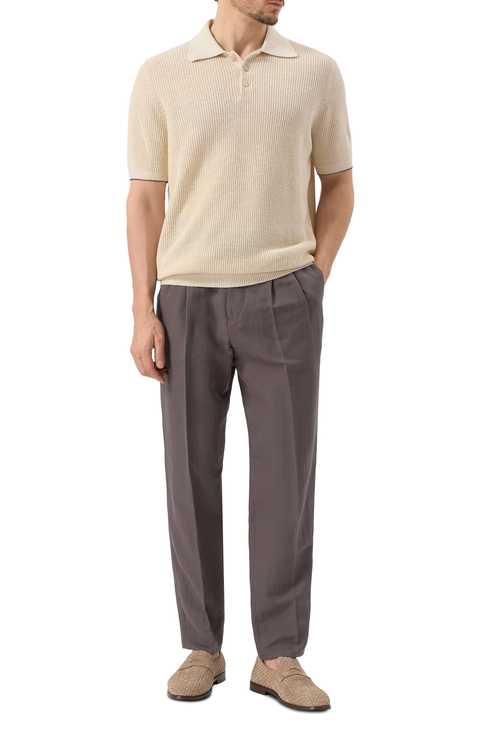 Брюки изо льна и хлопка BRUNELLO CUCINELLI, арт. MH255E1710, фото 2