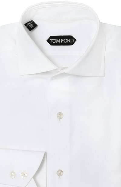 Хлопковая сорочка с воротником акула TOM FORD белого цвета по цене 59600 руб., арт. 6FT00094S3AX, фото 1 Хлопковая сорочка с воротником акула TOM FORD, арт. 6FT00094S3AX, фото 1
