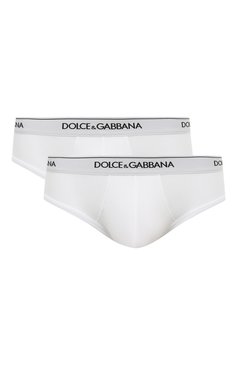 Мужские комплект из двух брифов DOLCE & GABBANA белого цвета, арт. M9C05J/0NN95 | Фото 1 (Кросс-КТ: бельё; Материал сплава: Проставлено; Нос: Не проставлено; Материал внешний: Хлопок; Мужское Кросс-КТ: Трусы)