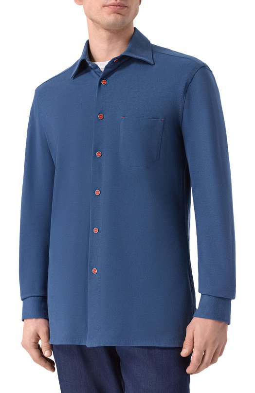 Хлопковая рубашка Kiton UMCNERPH09601 Синий  UMCNERPH09601 Фото 3